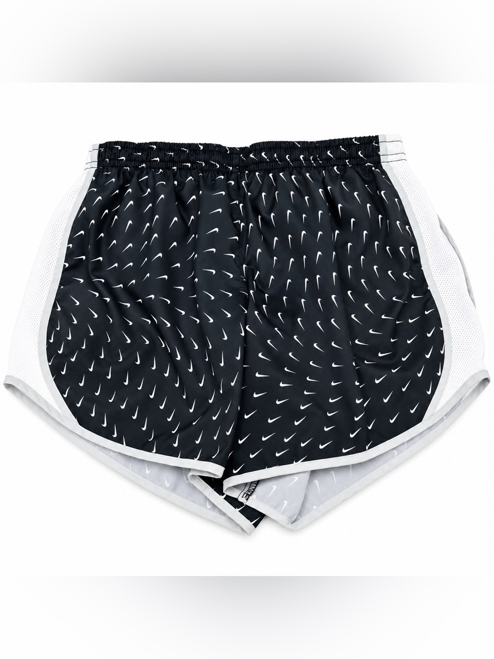 Nike Dri-FIT Tempo Running Shorts Girls size XL Black Mini Swoosh Print Lined